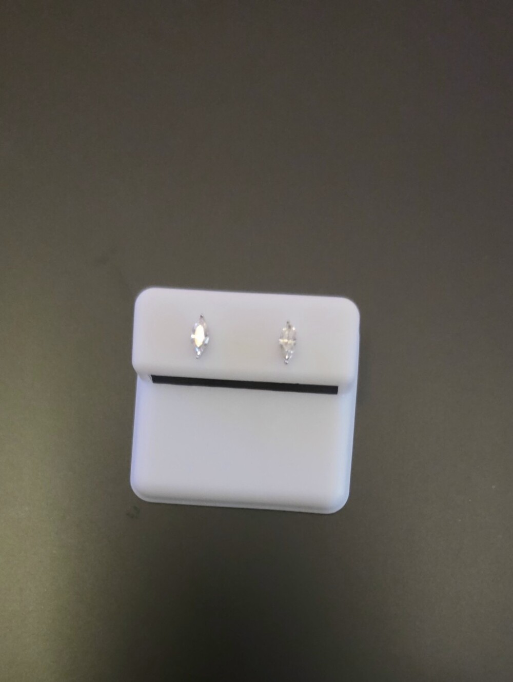Moissanite Marquise-Cut Cubic Zirconia Stud Earrings in White Sterling Finish